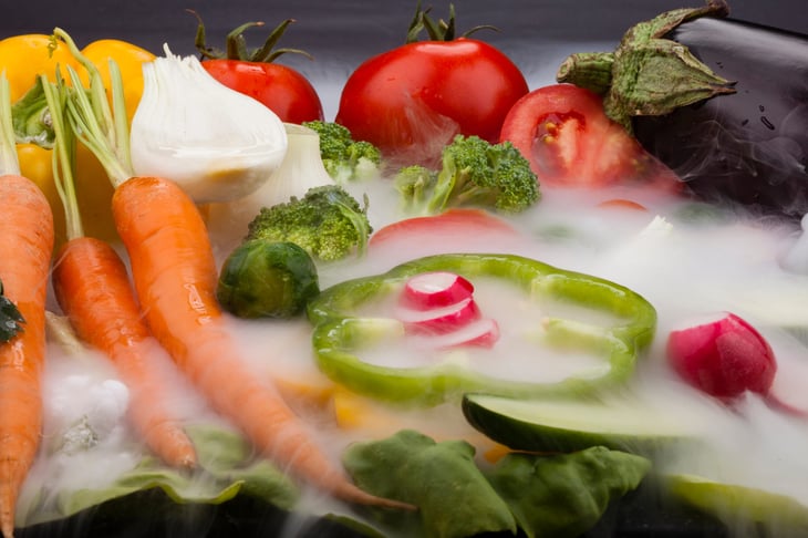 dry ice on vegetables