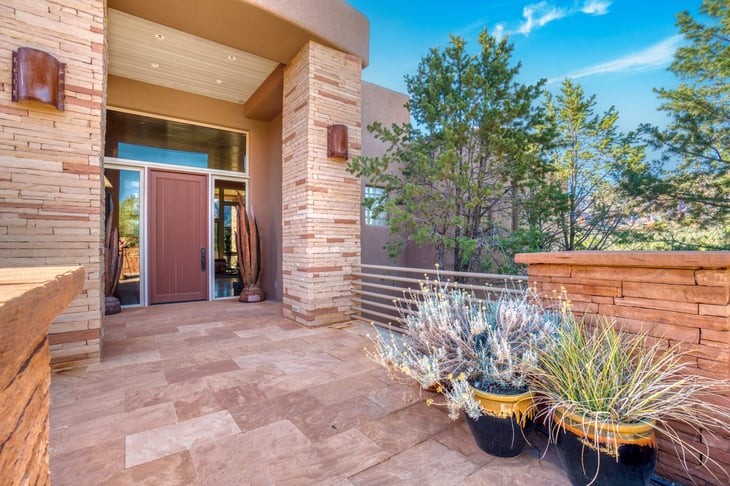 Midtone rosy brown front door