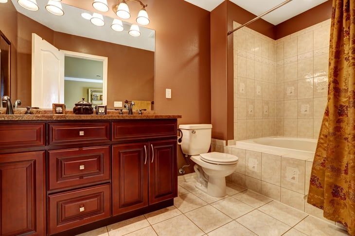 Terra-cotta brown bathroom