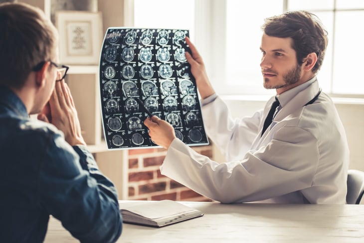 Stroke patient with doctor