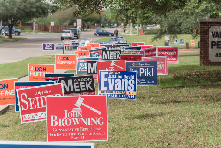 political signs in yard