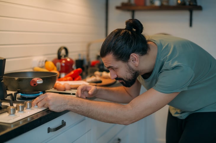 Cooking with a gas stove