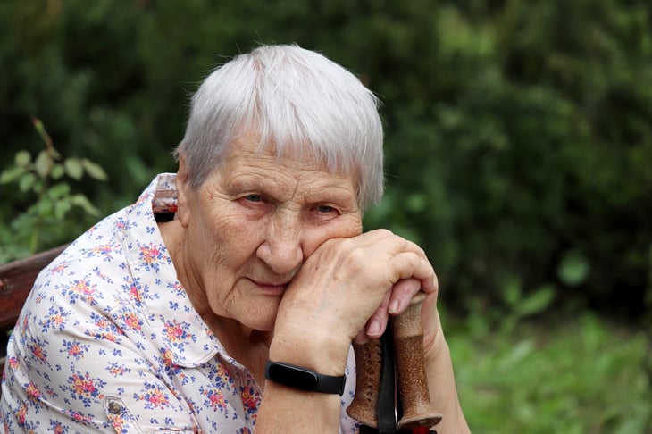 Worried senior woman