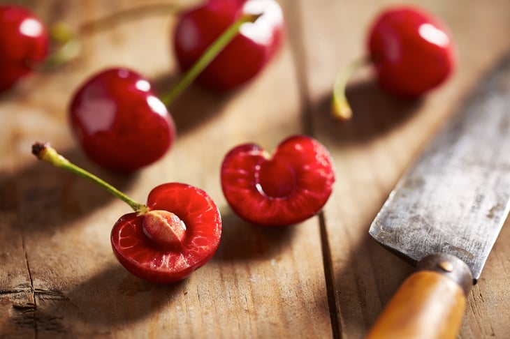 Cherries and cherry pit
