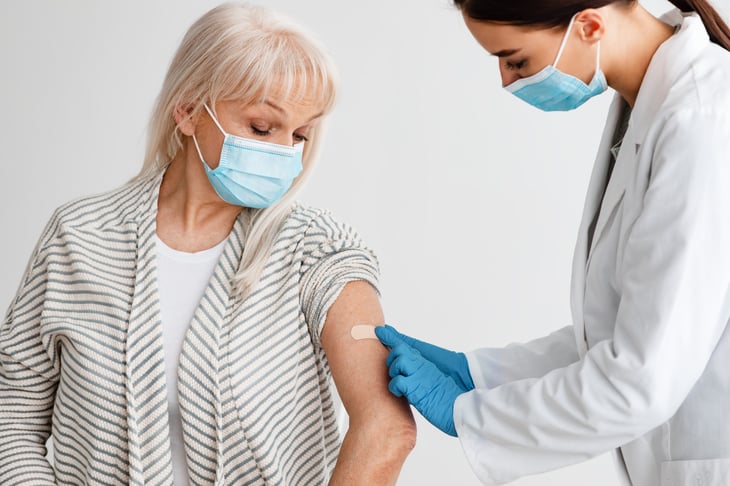 Woman getting a flu shot