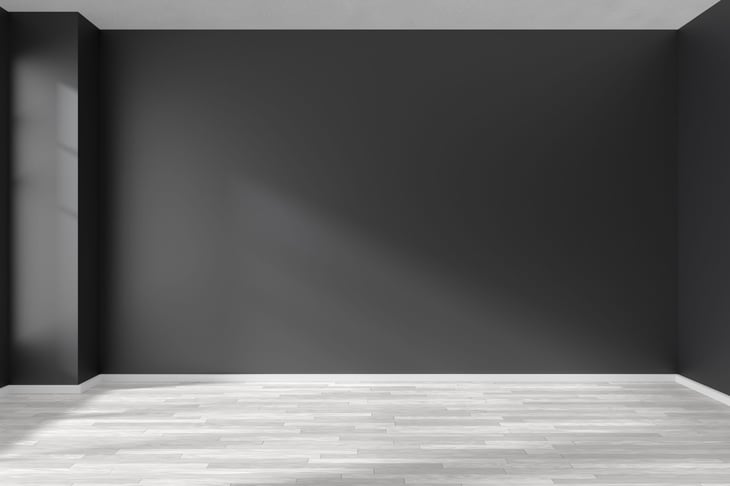 Black paint on the walls, black home interior, empty room