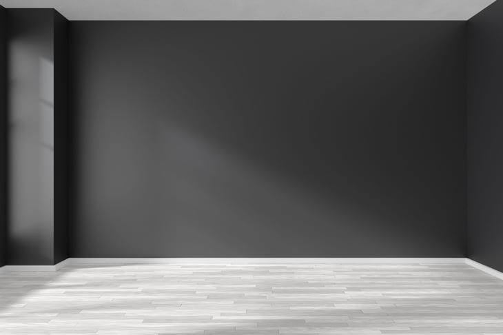 Black paint on walls, black home interior, empty room