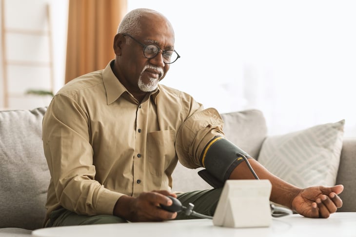 Man checking his blood pressure