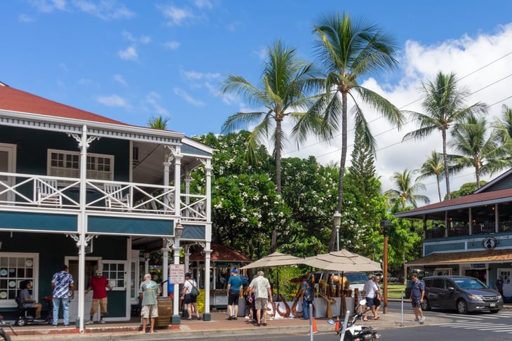 Tourists in Lahaina, Hawaii