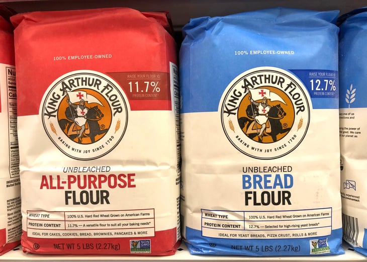 Flour on a grocery store shelf