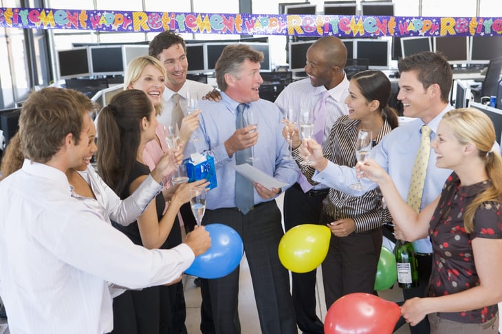 Coworkers at a retirement party