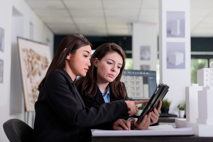 Two women at work