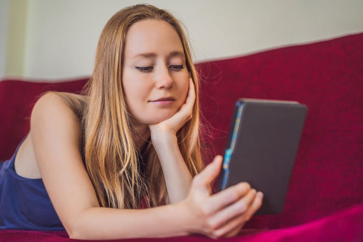 Woman with an e-reader