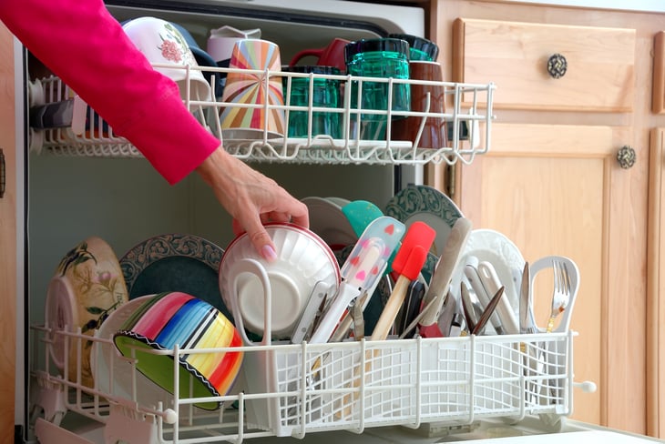 Disorganized dishwasher loading