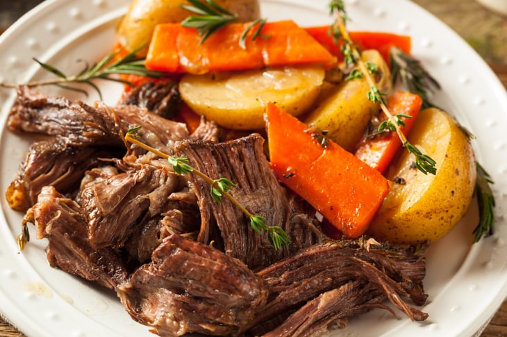 Pot roast made in a slow cooker