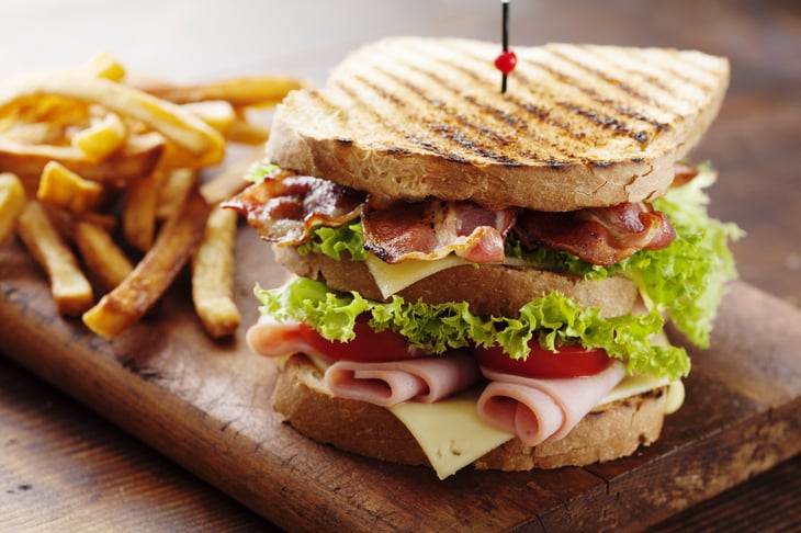club sandwich with fries