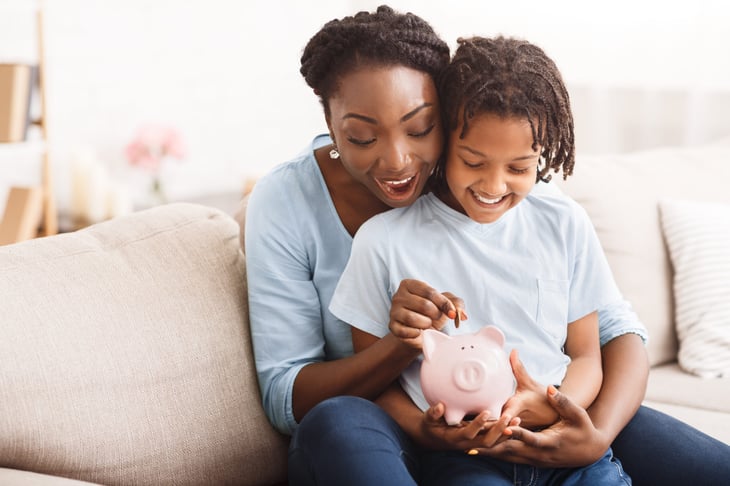Mother and daughter saving for college