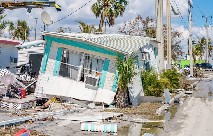 Mobile homes destroyed by Hurricane Ian Fort Myers, Florida.
