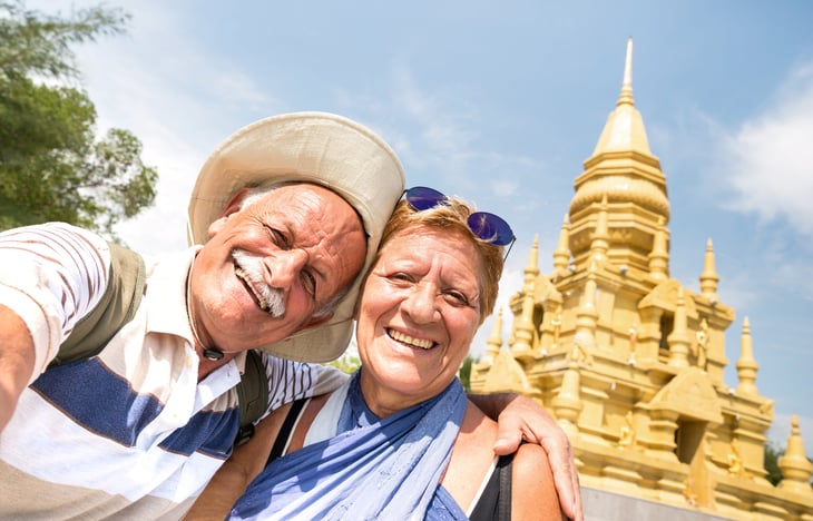 Retirees in Thailand at the Ko Samui temple