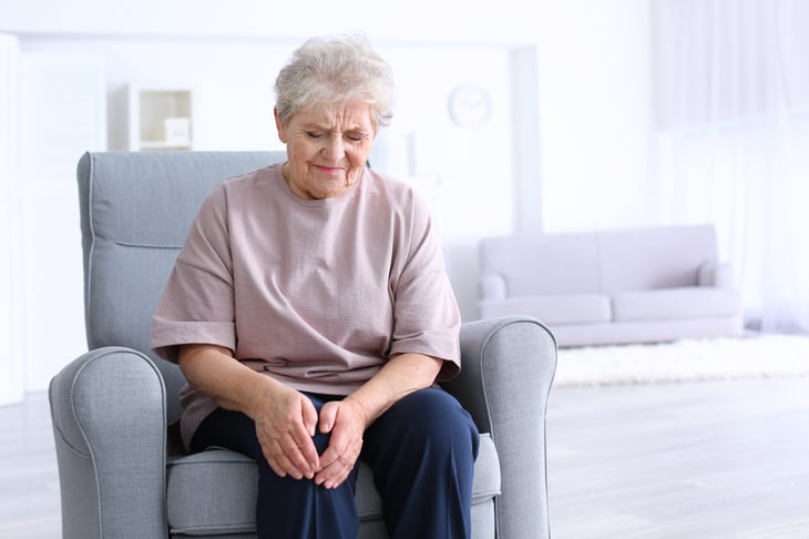 Senior woman with knee pain