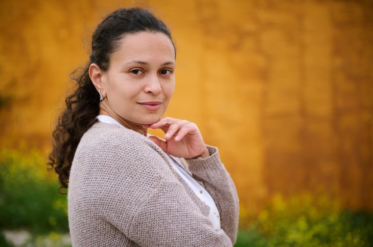 Woman in a cardigan