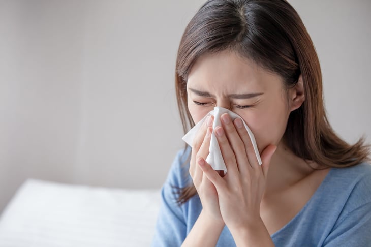 Woman with a cold