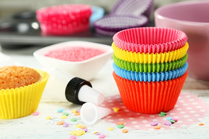 Cupcake liners or baking cups for sweet treats and baked goods
