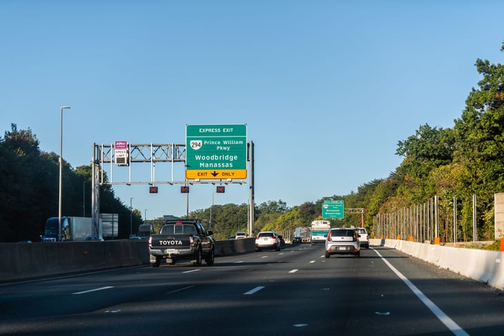Interstate 95, or I-95, in Virginia
