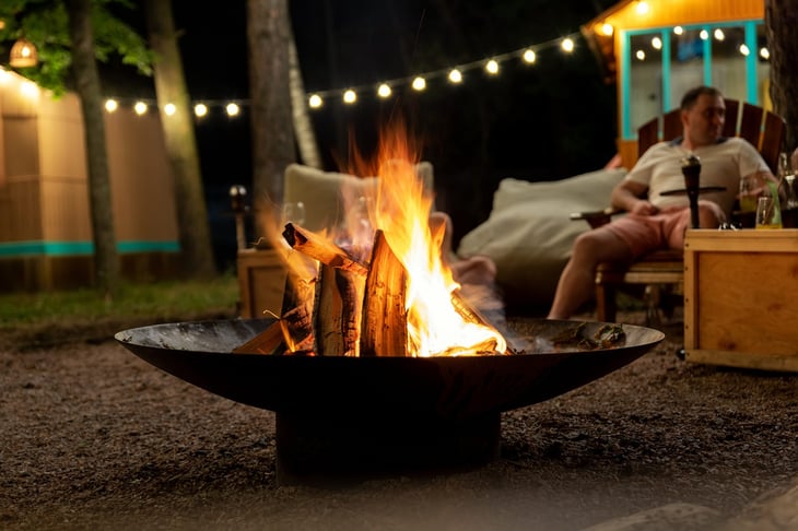 Cast iron fire pit or fireplace for burning wood