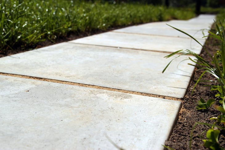 Garden path made of concrete slabs