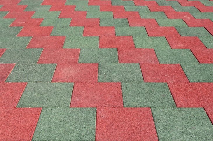Red and green rubber tiles