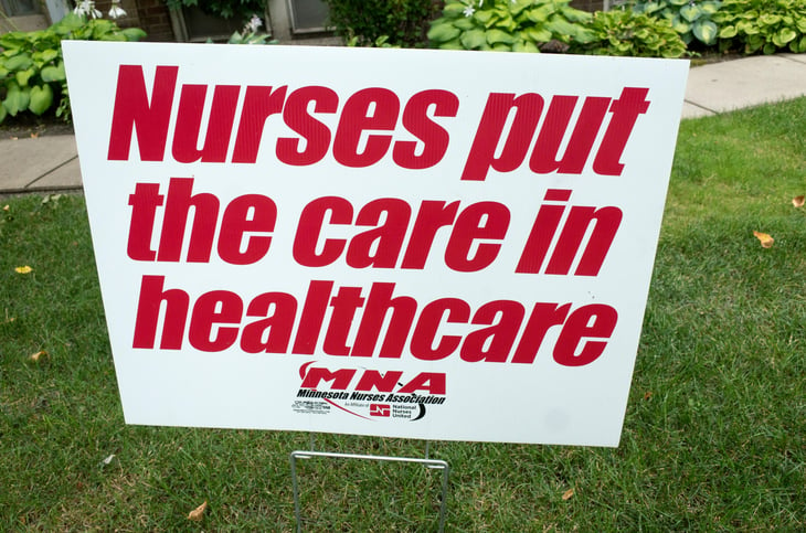 sign from the Minnesota Nurses Association or MNA Union