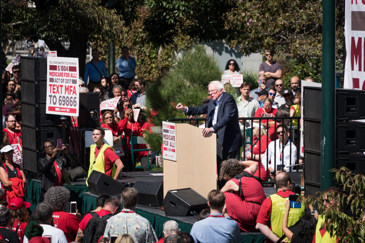 California Nurses Association rally with Senator Bernie Sanders