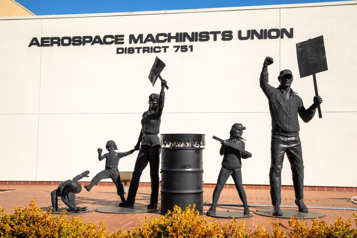 International Association of Machinists and Aerospace Workers or IAM Unon monument and building