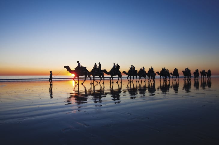 camel train on Cable Beach