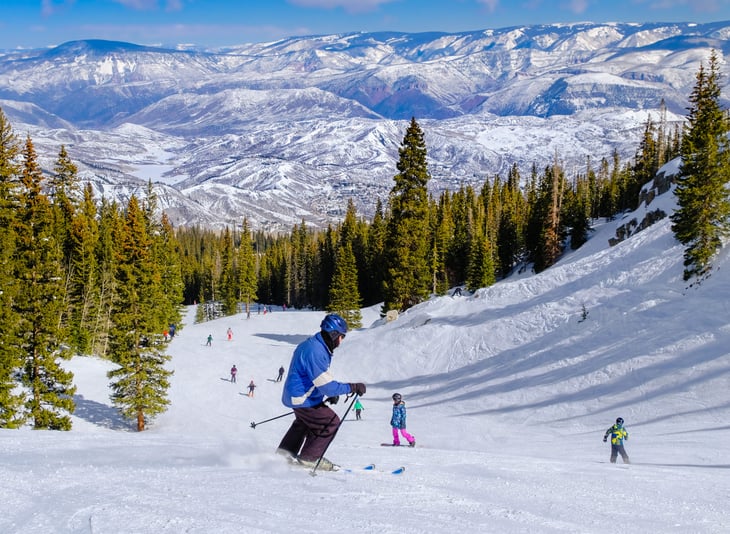 People skiing in Snowmass, Colorado