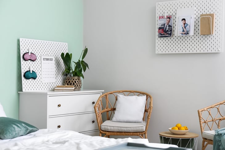 Bedroom reading nook and dresser