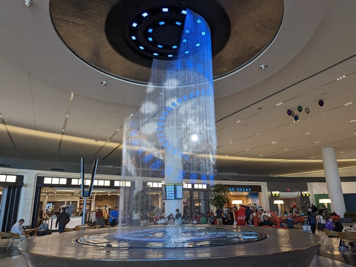 Aqua Graphic water curtain at Terminal B of LaGuardia Airport