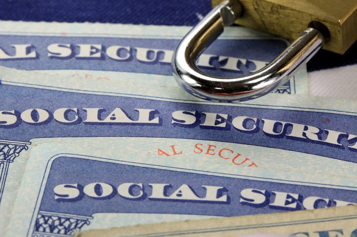 Social Security and lock padlock