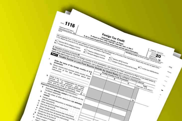 Form 1116 papers. Foreign Tax Credit