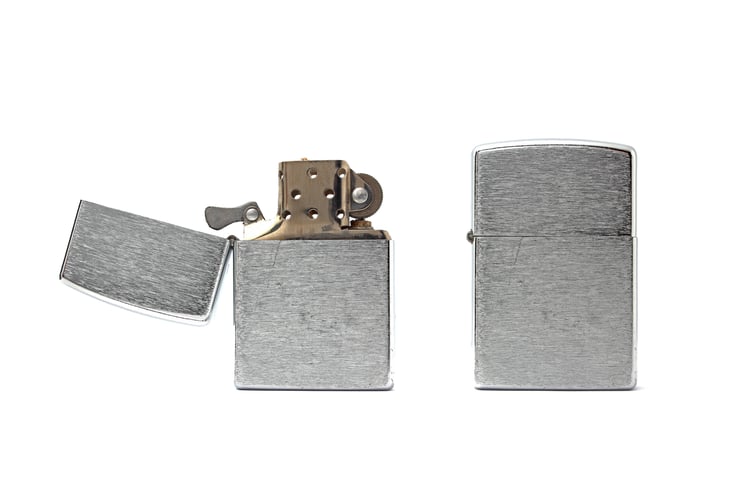 silver metal zippo lighter