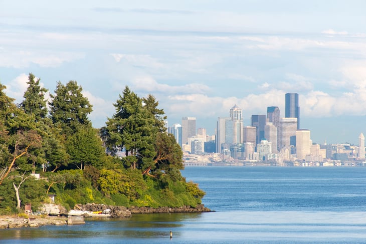 Bainbridge Island, Washington with Seattle in the background