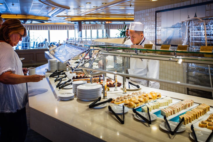 Buffet restaurant on board Cunard Cruise Liner Queen Victoria