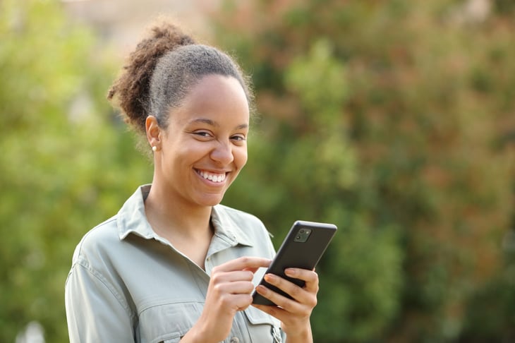 Woman looking at her phone
