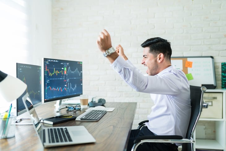 Excited stock day trader