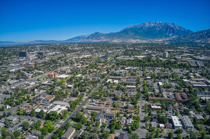 Aerial View of Downtown Provo, Utah