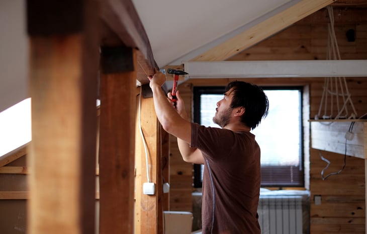 Man building a home or working on home renovation