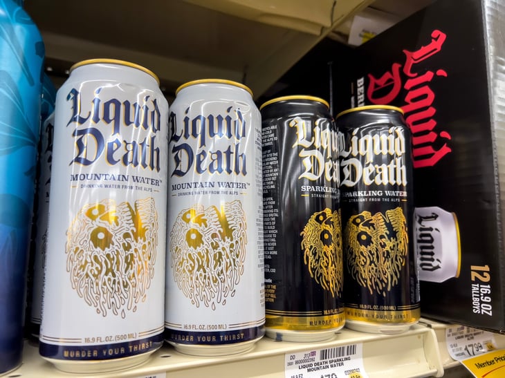Liquid Death mountain water cans