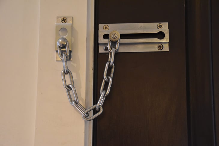 Chain lock on a door