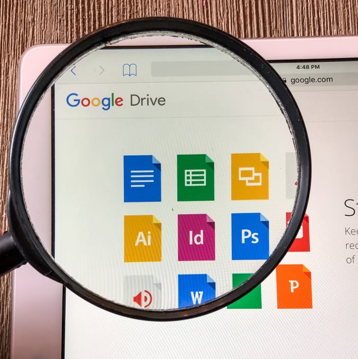Looking closely at Google Drive files on laptop